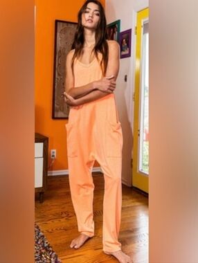 NWT Free People FP Movement Hot Shot Onesie in Pastel Peach, L 🍑🌙